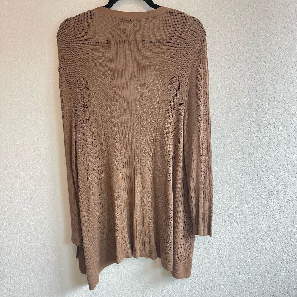 Nouveaux Womens Cardigan‎ 1X Brown Open Front Crochet Classic Beach minimalist